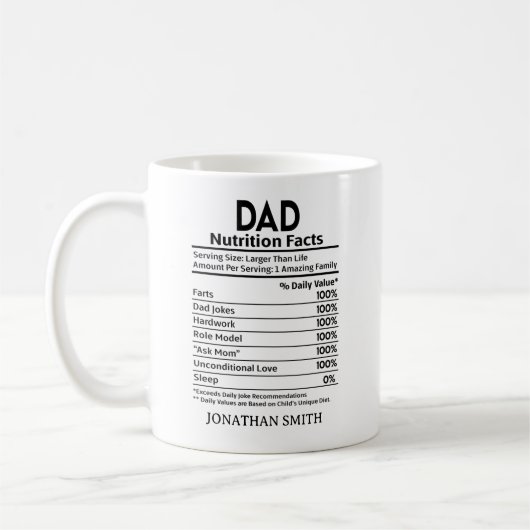 Nutritional Facts Dad, Funny Dad Mug Kaffeetasse (Links)