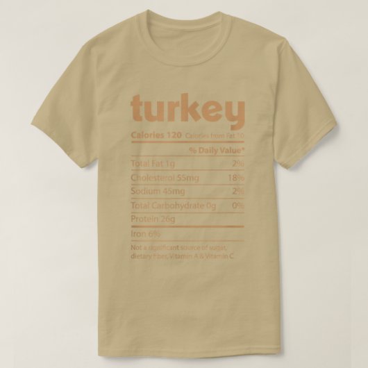 Nutritional Facts for Turkey, Funny Custom Thanksg T-Shirt (Design vorne)