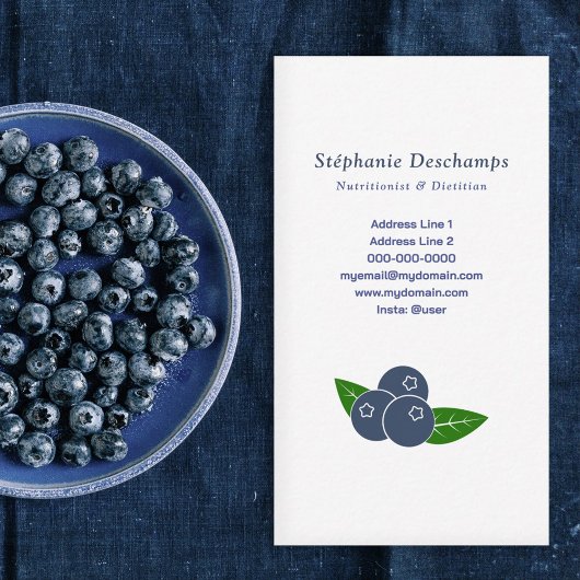 Nutritionist & Dietitian Blueberry Business Card Visitenkarte