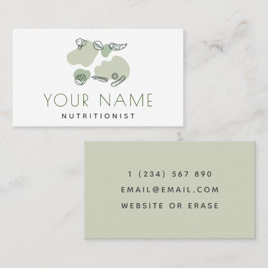 Nutritionist Dietitian Gezeichnet Veggies Camoufla Visitenkarte (Vorne/Hinten)