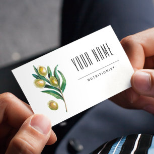 Nutritionist Dietitian Olive Greenery Watercolor Visitenkarte