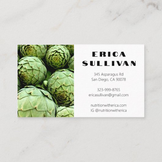 Nutritionist Health Coach Koch Diet Veggies Foto Visitenkarte (Rückseite)