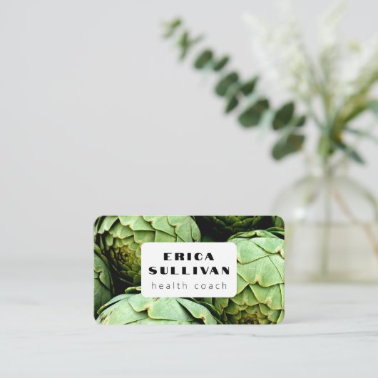 Nutritionist Health Coach Koch Vegan Artichokes Visitenkarte (Stehend Vorderseite)