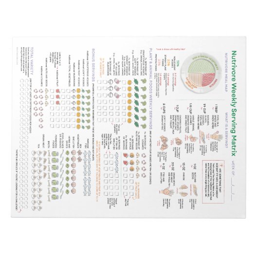 Nutrivore Weekly Serving Matrix - 40-Seiten-Pad Notizblock (Vorderseite)