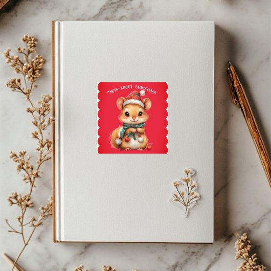 Nuts About Christmas Playful Squirrel Winter Dress Aufkleber