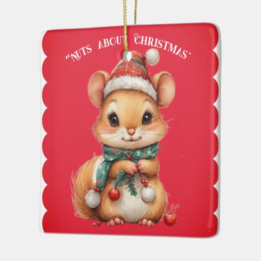 Nuts About Christmas Playful Squirrel Winter Dress Keramikornament (Links)