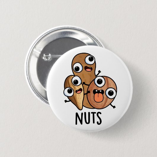 Nuts Funny Nutty Food Puff Button (Vorne & Hinten)