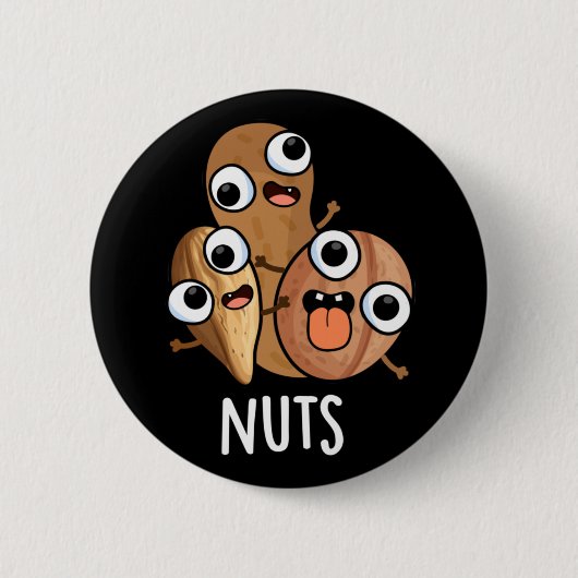 Nuts Funny Nutty Food Puff Dark BG Button (Vorderseite)