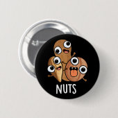Nuts Funny Nutty Food Puff Dark BG Button (Vorne & Hinten)