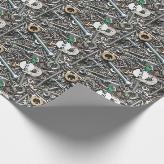 Nuts, Nägel, Bolzen, Hardware in Schubladen Geschenkpapier (Ecke)