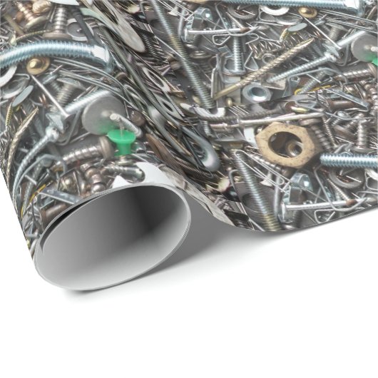 Nuts, Nägel, Bolzen, Hardware in Schubladen Geschenkpapier (Rolleneckpunkt)
