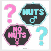 Nuts oder No Nuts Pink|Blue Gender Reveal Aufklebe Aufkleber (Blatt)