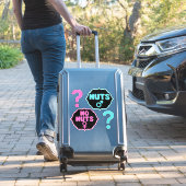 Nuts oder No Nuts Pink|Blue Gender Reveal Aufklebe Aufkleber (Koffer Insitu)