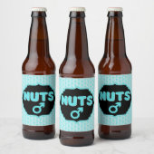 Nuts oder No Nuts Pink|Blue Gender Reveal Funny Bierflaschenetikett (Flaschen)