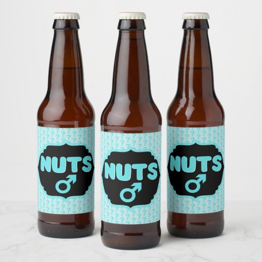 Nuts oder No Nuts Pink|Blue Gender Reveal Funny Bierflaschenetikett (Flaschen)