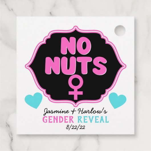 Nuts oder No Nuts Pink|Blue Gender Reveal Geschenkanhänger (Rückseite)