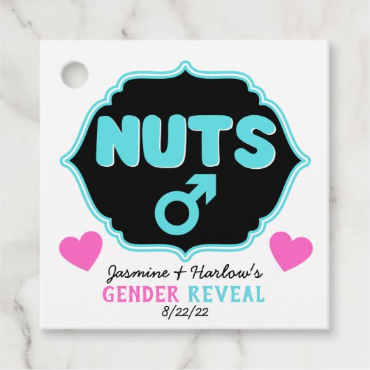 Nuts oder No Nuts Pink|Blue Gender Reveal Geschenkanhänger (Vorderseite)