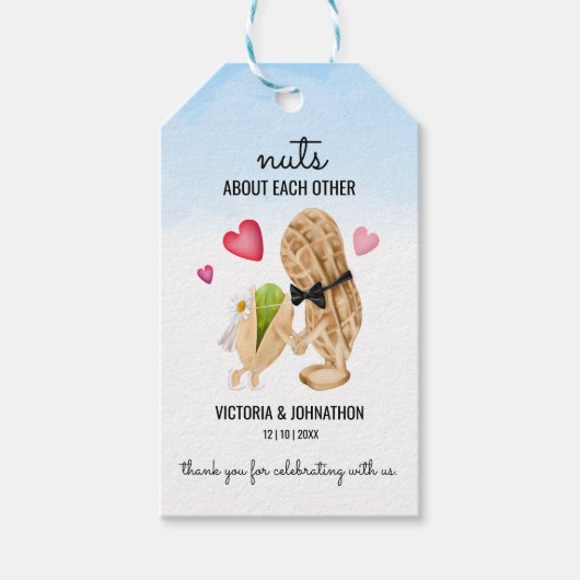 Nuts über einander Danke | Hochzeitsfeier Leckerei Geschenkanhänger (Vorderseite)