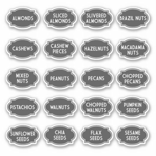 Nuts- und Samenpantry-Speicher-JAR-Labels Aufkleber (Vorderseite)