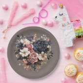 Nutshell Brown Navy Pink White Dusche Pappteller (Party)