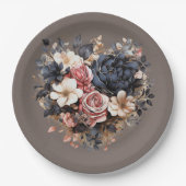 Nutshell Brown Navy Pink White Dusche Pappteller (Vorderseite)