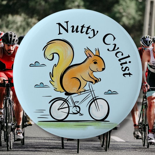 Nutty Cyclist, Eichhörnchen auf einem Fahrrad, Fah Button