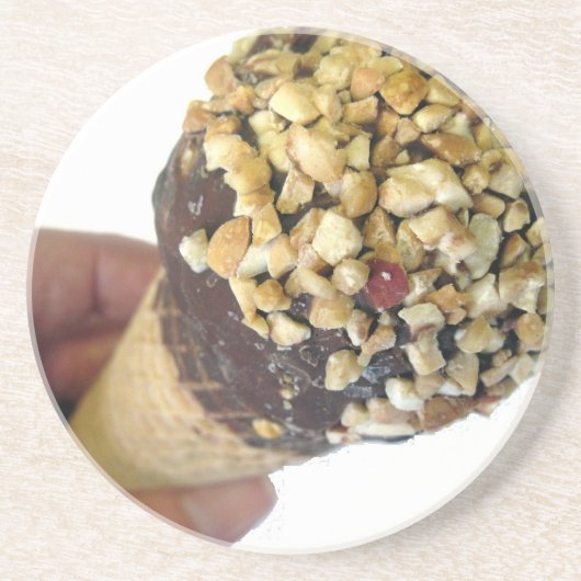 Nutty Ice Creme Cone Sandstein Untersetzer (Vorne)