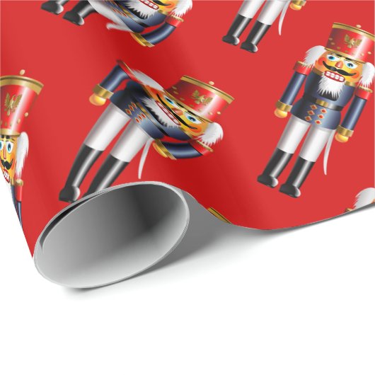 Nutty Nutcracker Toy Soldier Cartoon Geschenkpapier (Rolleneckpunkt)