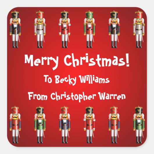 Nutty Nutcracker Toy Soldiers Army Cartoon Quadratischer Aufkleber (Vorderseite)