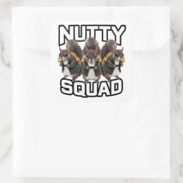 Nutty Squad, Eichhörnchen Snack Squad Quadratischer Aufkleber