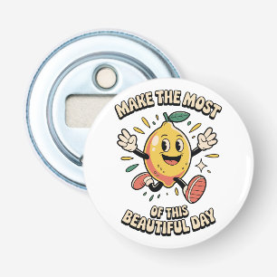 Nutze den Moment – Zitrone Pin Button Flaschenöffner