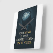 Nutze den Power deines Geistes Quadratische Wanduhr (Winkel)