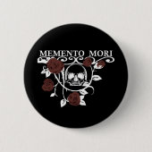 Nutze den Tag - Rote Rosen - Memento Mori Schädel Button (Vorderseite)