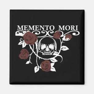 Nutze den Tag - Rote Rosen - Memento Mori Schädel Magnet