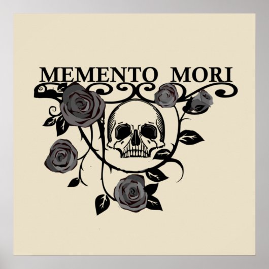Nutze den Tag - Schwarze Rosen - Memento Mori Schä Poster (Vorne)
