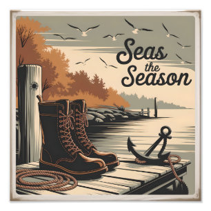 Nutze die Saison Vintage-Nautik Herbst-Design Fotodruck