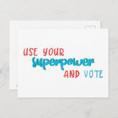 Nutzen Sie Ihre Supermacht und Ihre Stimme Postkarte (Vorne/Hinten)