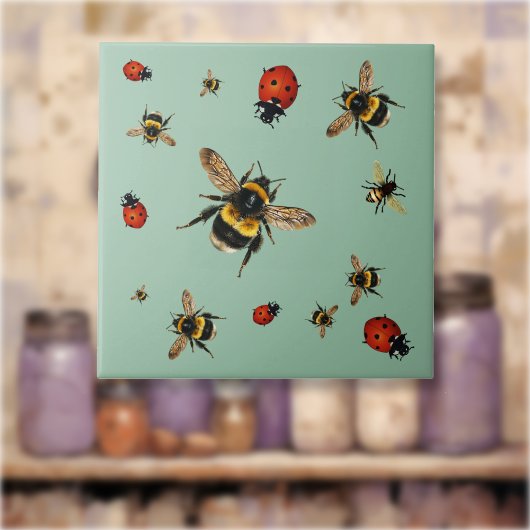 Nützliche Bienen und Marienkäfer Fliese