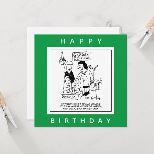 Nützliches Gnome im Garten Cartoon Karte (Vorderseite/Rückseite Beispiel)