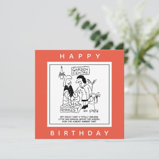 Nützliches Gnome im Garten Cartoon Karte (Stehend Vorderseite)