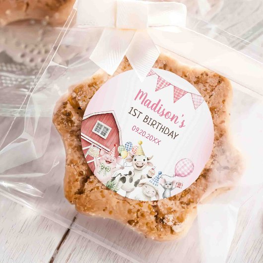 Nutztier-Hof 1. Geburtstag Runder Aufkleber