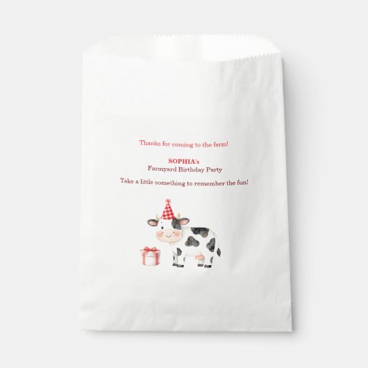 Nutztier Kuh Geburtstags-Geschenktüte | Editierbar Geschenktütchen (Vorderseite)