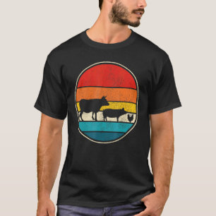 Nutztier Kuh Schwein Huhn Vintage Retro Landwirt T-Shirt