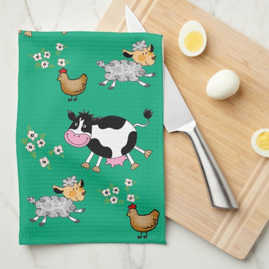 Nutztiere Geschirrtuch (Viertel Falte)