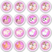 Nutztiere Set barnyard Gingham hellrosa Aufkleber (Vorderseite)