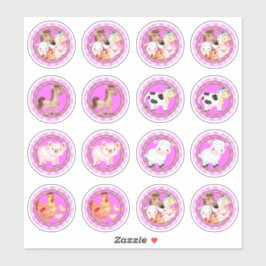 Nutztiere Set barnyard Gingham hellrosa Aufkleber