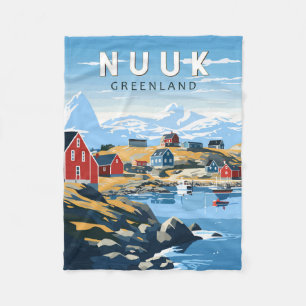Nuuk Grönland Reise Kunst Vintage Fleecedecke