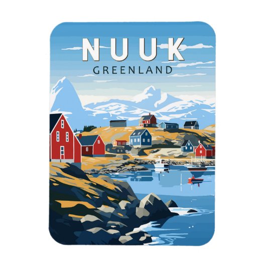 Nuuk Grönland Reisen Vintag Magnet (Vertikal)
