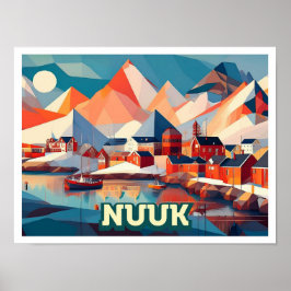 Nuuk Grönland Travel künstlerisch farbig Poster