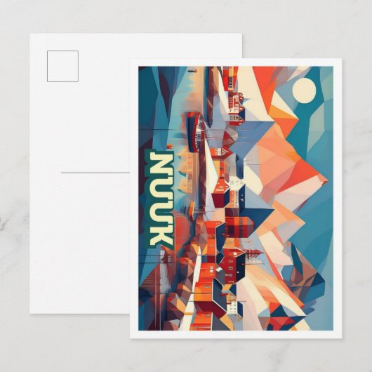 Nuuk Grönland Travel künstlerisch farbig Postkarte (Vorne/Hinten)